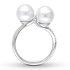 Thumbnail Image 2 of Cultured Pearl Ring 1/5 ct tw Diamonds 10K White Gold