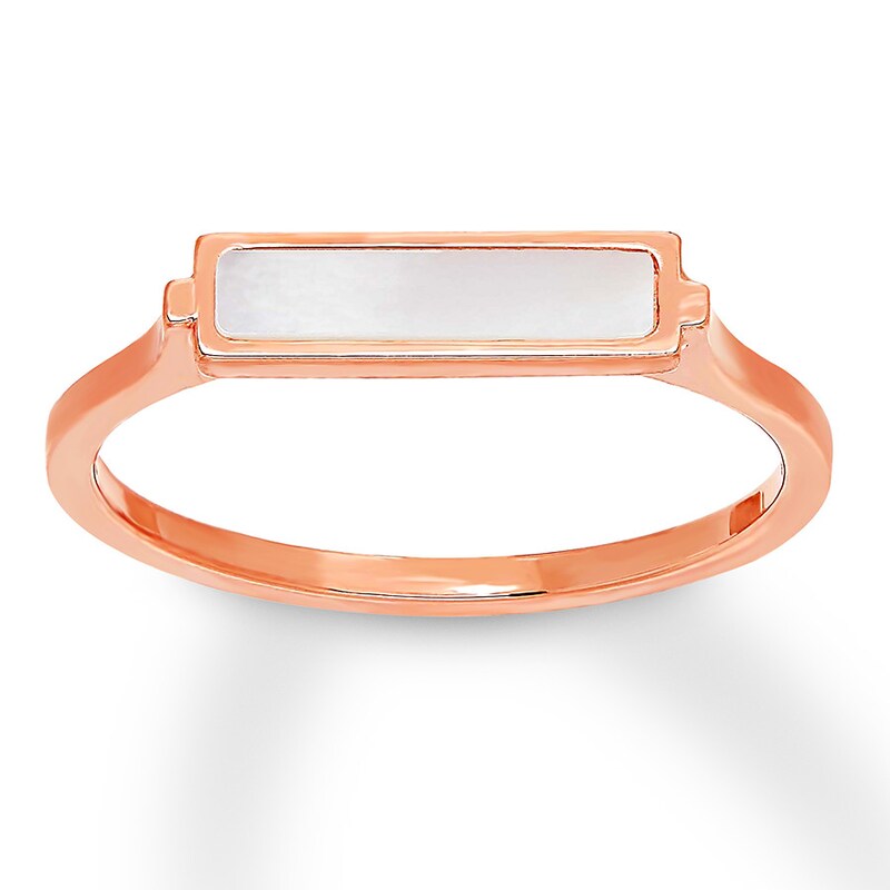 Mother Of Pearl Flat Top Ring 14k Rose Gold Stackable Rings Flat Top Ring 14k Rose Gold