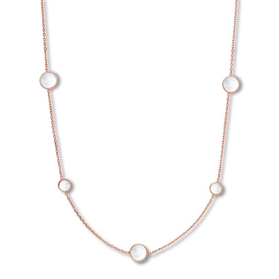 Jared Mother-of-Pearl Station Necklace 14K Rose Gold 18"