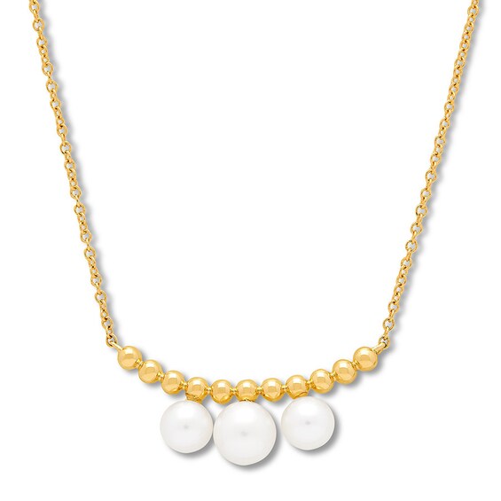 Jared Honora Cultured Pearl Bar Necklace 10K Yellow Gold 18"