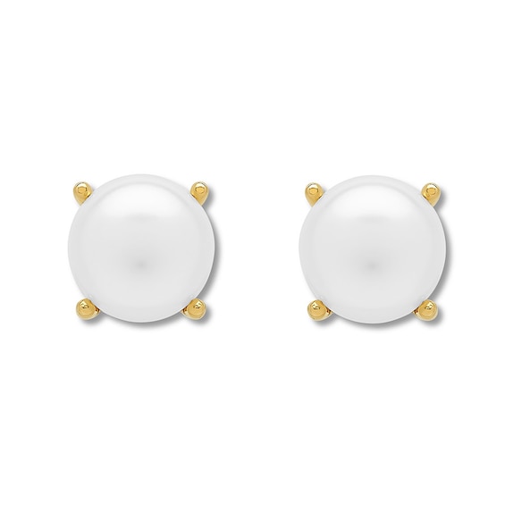 Jared Honora Cultured Pearl Stud Earrings 10K Yellow Gold