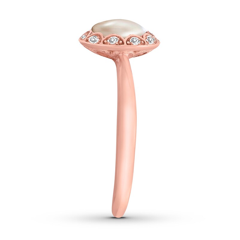 Main Image 3 of Cultured Pearl Ring 1/20 ct tw Diamonds 10K Rose Gold