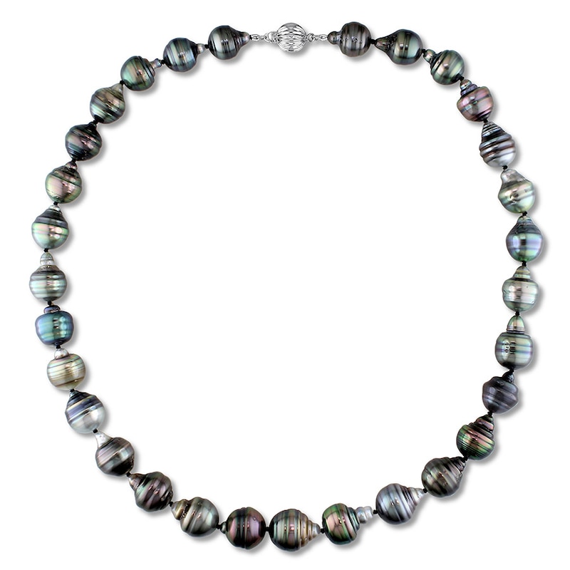 Main Image 1 of Tahitian Cultured Pearl Necklace 14K White Gold 18"