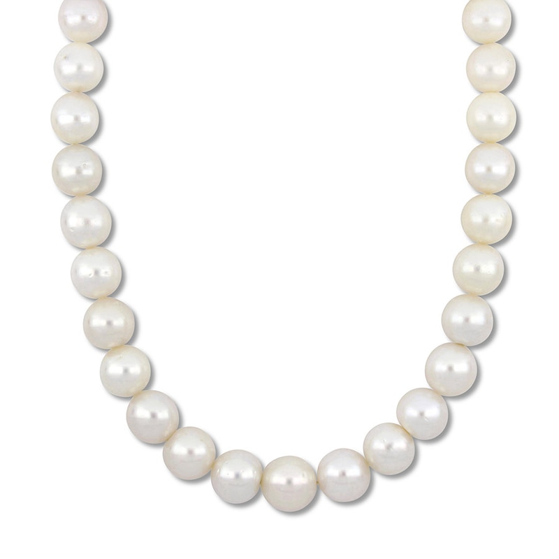 Cultured Pearl Necklace 1/20 ct tw Diamonds 14K Yellow Gold 18"