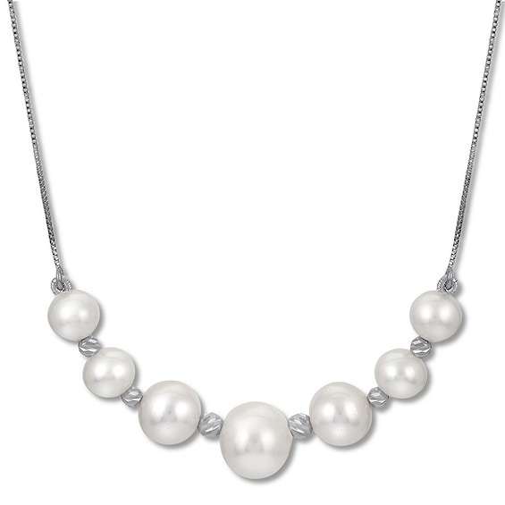 Jared Cultured Pearl Necklace Sterling Silver 18.25";y"