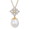 Thumbnail Image 0 of Cultured Pearl Necklace 1/4 ct tw Diamonds 14K Yellow Gold
