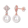 Thumbnail Image 0 of Cultured Pearl Earrings 1/5 carat tw Diamonds 10K Rose Gold