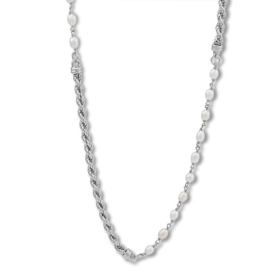 Jared Honora Cultured Pearl Necklace Sterling Silver 36";y