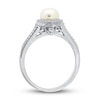 Cultured Pearl & White Topaz Ring 10K White Gold