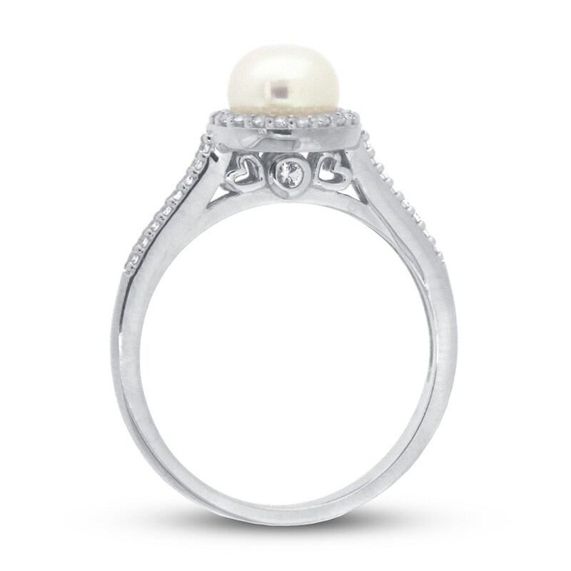 Cultured Pearl & White Topaz Ring 10K White Gold