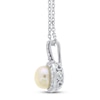 Thumbnail Image 1 of Cultured Pearl & White Topaz Necklace 10K White Gold