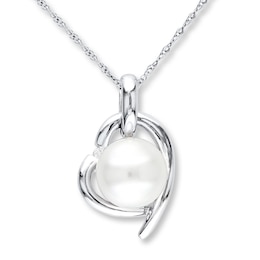 Cultured Pearl Necklace Diamond Accent Sterling Silver