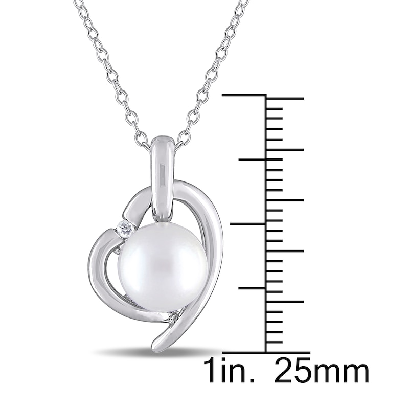 Cultured Pearl Necklace Diamond Accent Sterling Silver