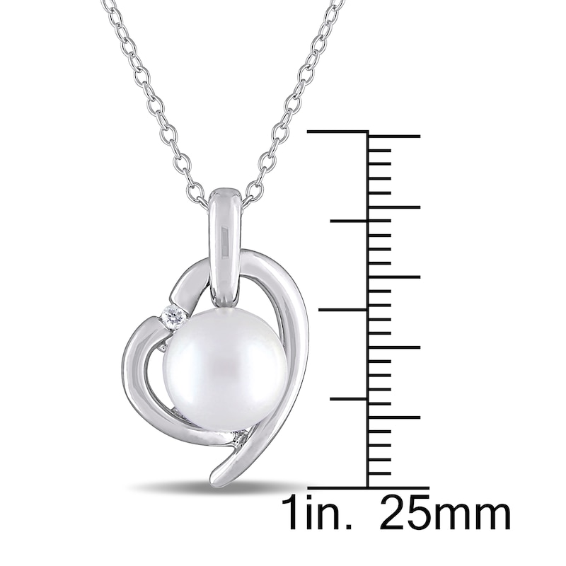 Main Image 3 of Cultured Pearl Necklace Diamond Accent Sterling Silver