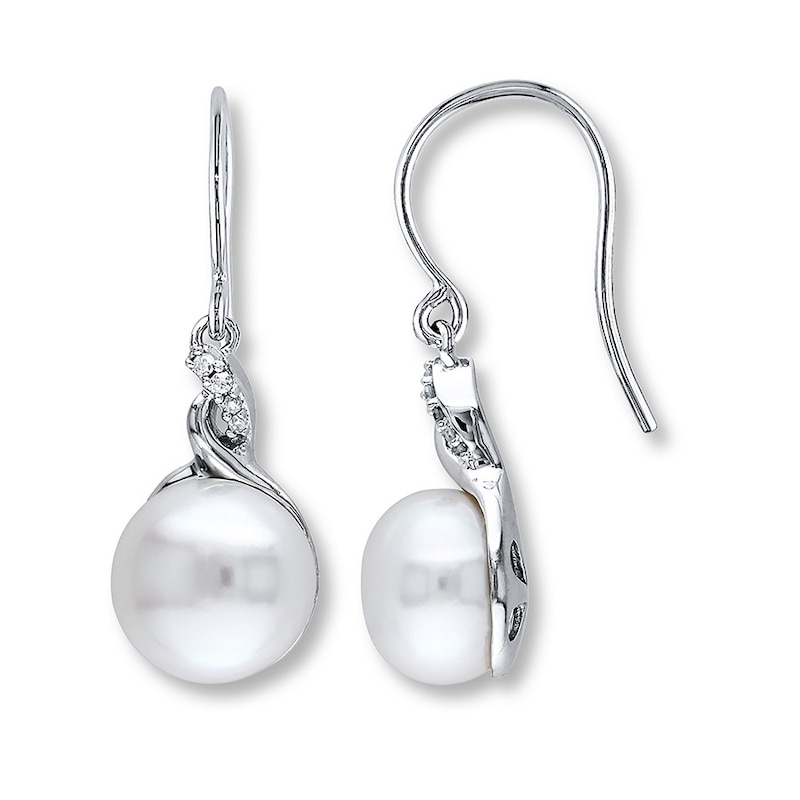 Cultured Pearl Earrings 1/20 ct tw Diamonds Sterling Silver | Jared