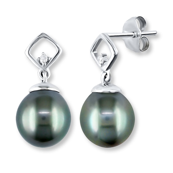 Jared Cultured Pearl Earrings Diamond Accents 10K White Gold