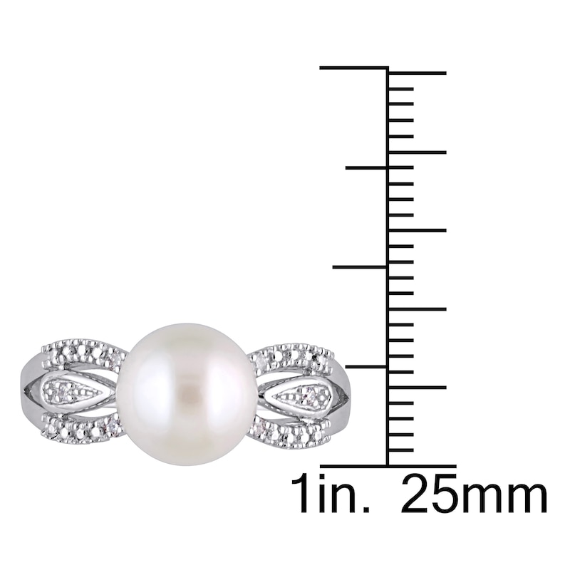 Main Image 3 of Cultured Pearl Ring 1/20 ct tw Diamonds Sterling Silver