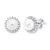 Thumbnail Image 0 of Cultured Pearl Earrings 1/4 ct tw Diamonds Sterling Silver