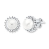 Thumbnail Image 1 of Cultured Pearl Earrings 1/4 ct tw Diamonds Sterling Silver