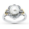 Cultured Pearl Ring Diamond Accents Sterling Silver/10K Yellow Gold