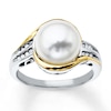 Cultured Pearl Ring 1/15 cttw Diamonds Sterling Silver/10K Yellow Gold