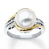 Thumbnail Image 0 of Cultured Pearl Ring 1/15 cttw Diamonds Sterling Silver/10K Yellow Gold