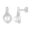 Thumbnail Image 1 of Cultured Pearl Earrings 1/10 ct tw Diamonds Sterling Silver