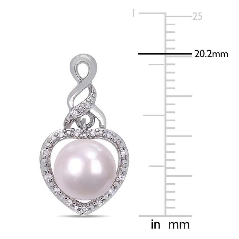 Cultured Pearl Earrings 1/10 ct tw Diamonds Sterling Silver