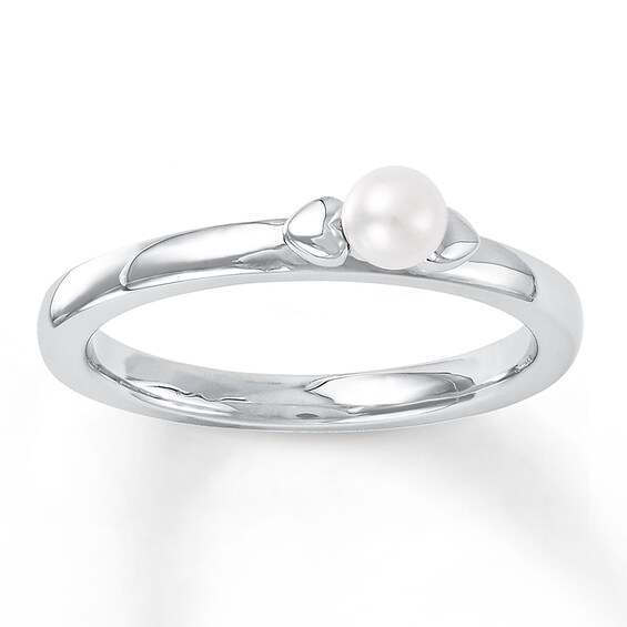Jared Stackable Heart Ring Cultured Pearl Sterling Silver