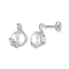 Thumbnail Image 1 of Cultured Pearl Earrings 1/10 ct tw Diamonds Sterling Silver