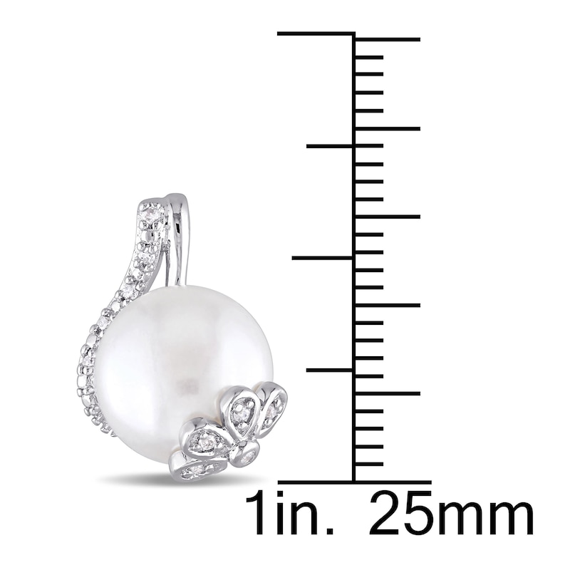 Main Image 2 of Cultured Pearl Earrings 1/10 ct tw Diamonds Sterling Silver
