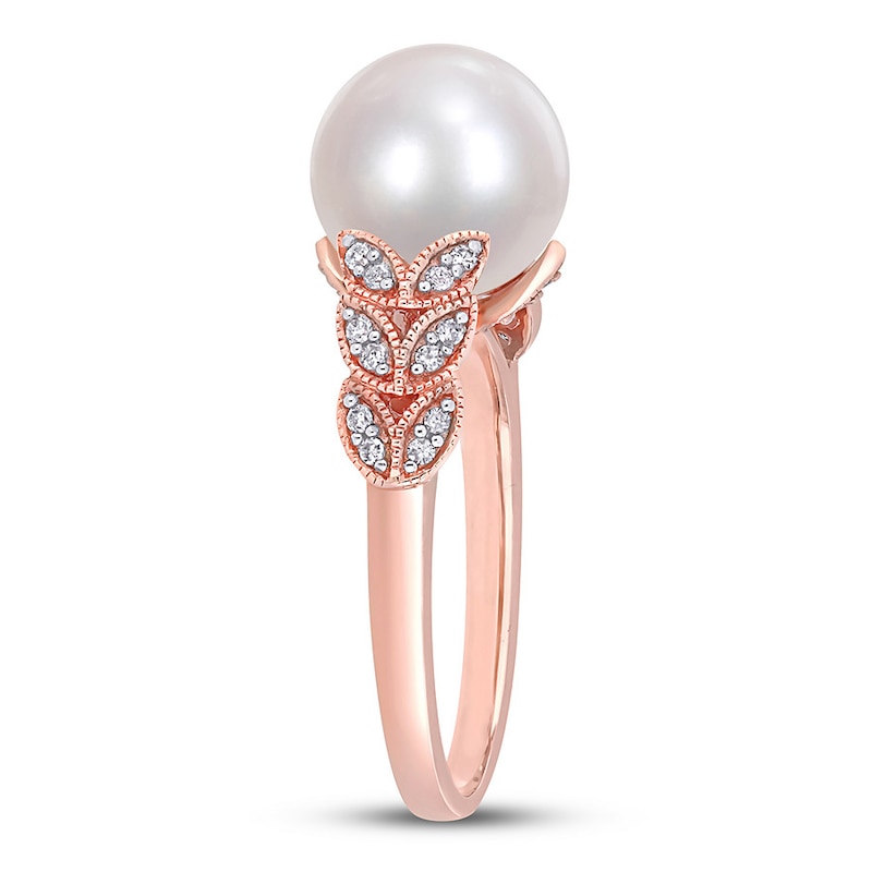Cultured Pearl & Diamond Ring 1/6 ct tw 10K Rose Gold