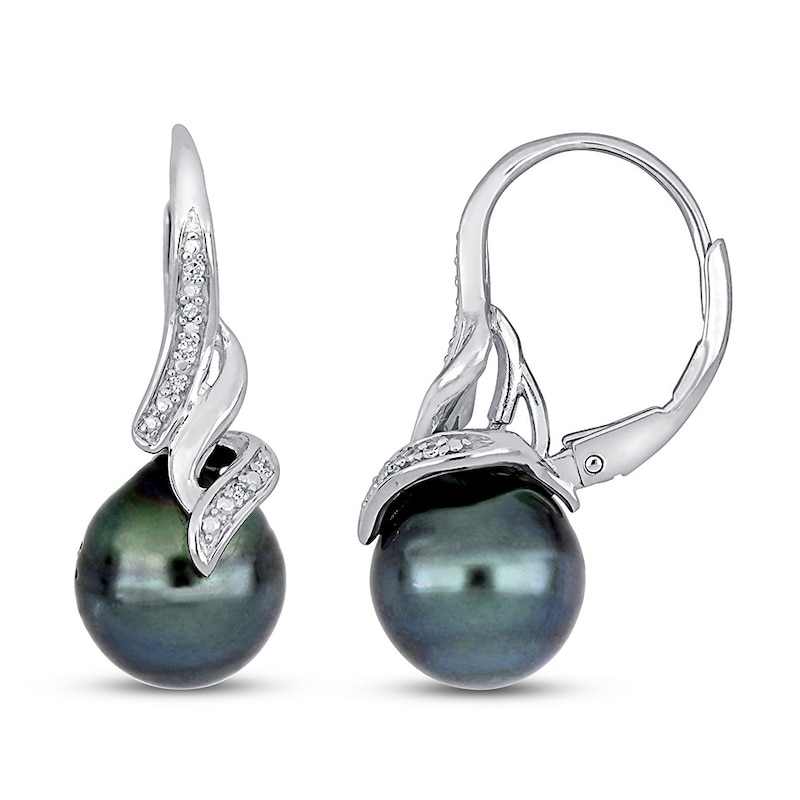 Cultured Pearl & Diamond Earrings 1/20 ct tw Sterling Silver