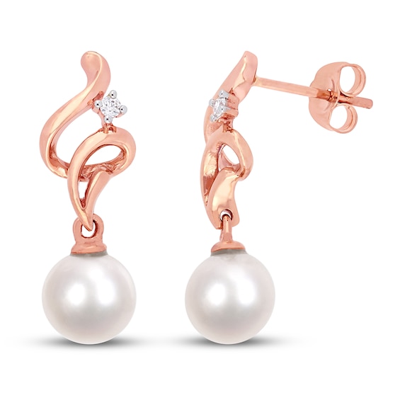 Jared Cultured Pearl Earrings Diamond Accent 10K Rose Gold