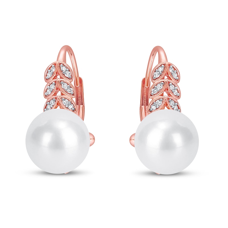 Cultured Pearl & Diamond Earrings 1/6 ct tw 10K Rose Gold | Jared
