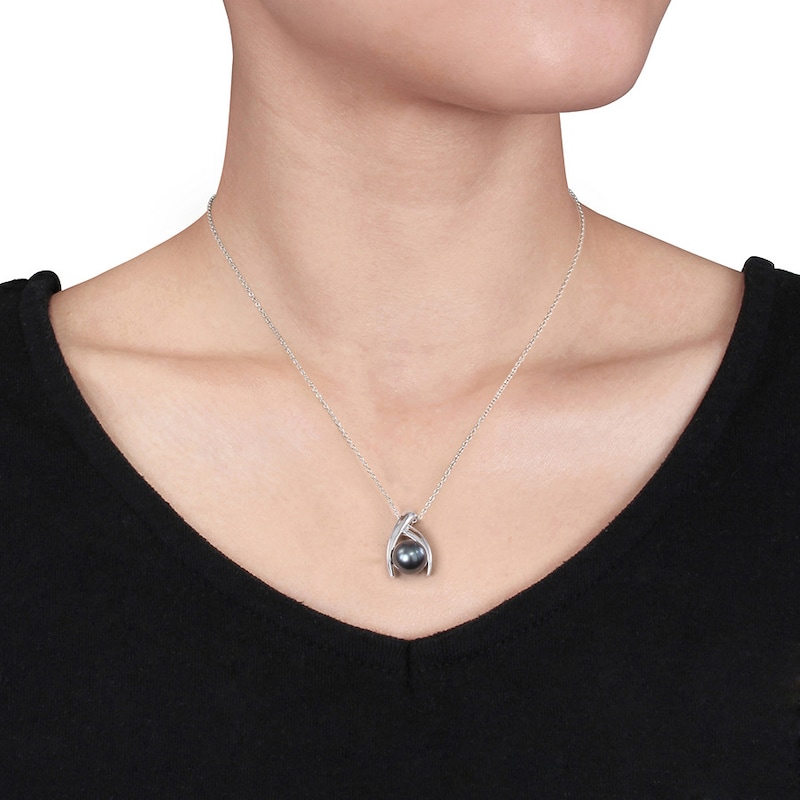 Main Image 3 of Tahitian Cultured Pearl Necklace Sterling Silver
