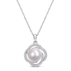 Thumbnail Image 1 of Cultured Pearl & Diamond Necklace 1/4 ct tw 14K White Gold