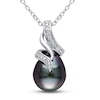 Thumbnail Image 0 of Tahitian Cultured Pearl Necklace Diamond Accent Sterling Silver