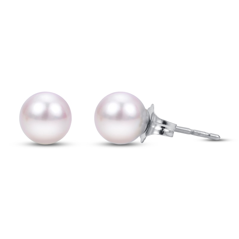 Main Image 1 of Akoya Cultured Pearl Earrings 14K White Gold