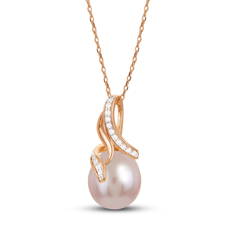 Cultured Pearl/Natural Topaz Necklace 10K Rose Gold