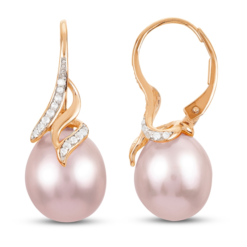 Cultured Pearl/Natural Topaz Earrings 10K Rose Gold