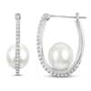 Thumbnail Image 1 of Cultured Pearl/Natural Topaz Hoop Earrings Sterling Silver