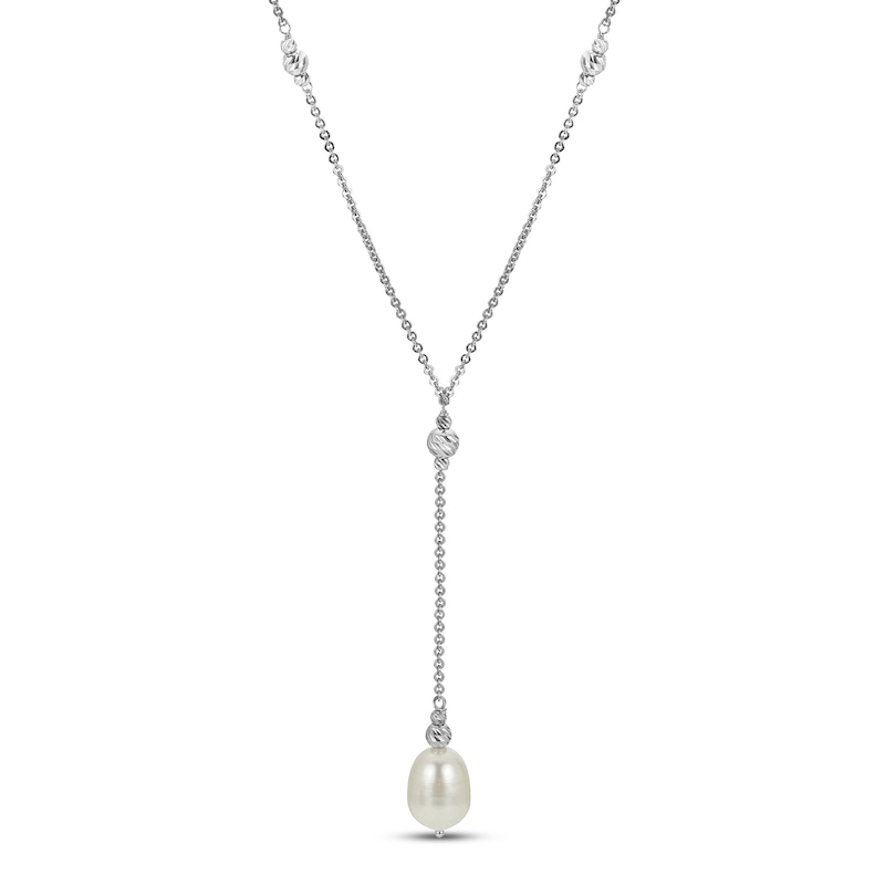 Cultured Pearl Beaded Y Necklace Sterling Silver