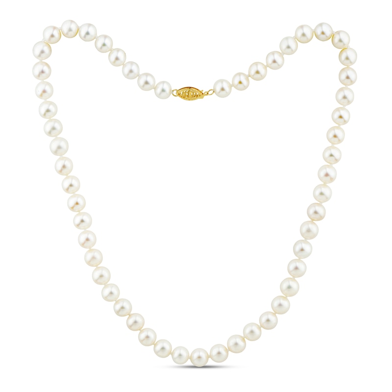 Cultured Pearl Necklace 14K Yellow Gold 18"