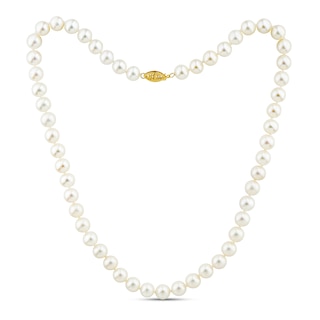 Cultured Pearl Necklace 14K Yellow Gold 20"