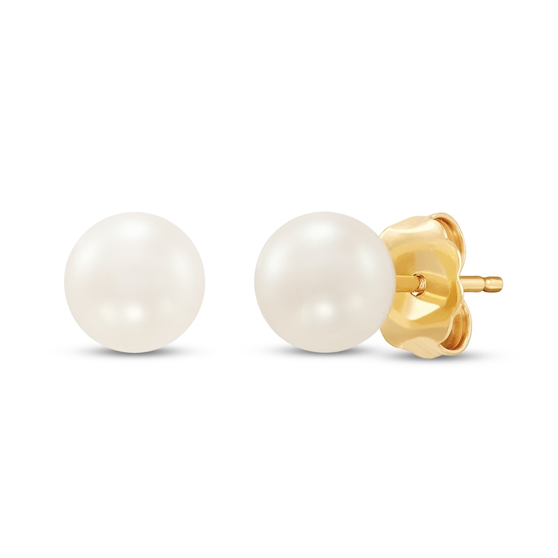 Main Image 1 of Cultured Pearl Stud Earrings 14K Yellow Gold 6.5mm
