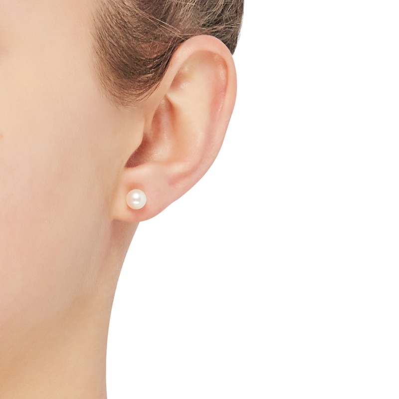 Main Image 4 of Cultured Pearl Stud Earrings 14K Yellow Gold 6.5mm