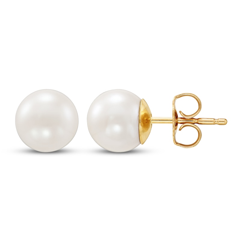 Main Image 2 of Cultured Pearl Stud Earrings 14K Yellow Gold 7.5mm