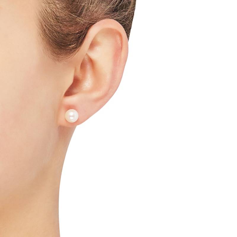Main Image 4 of Cultured Pearl Stud Earrings 14K Yellow Gold 7.5mm
