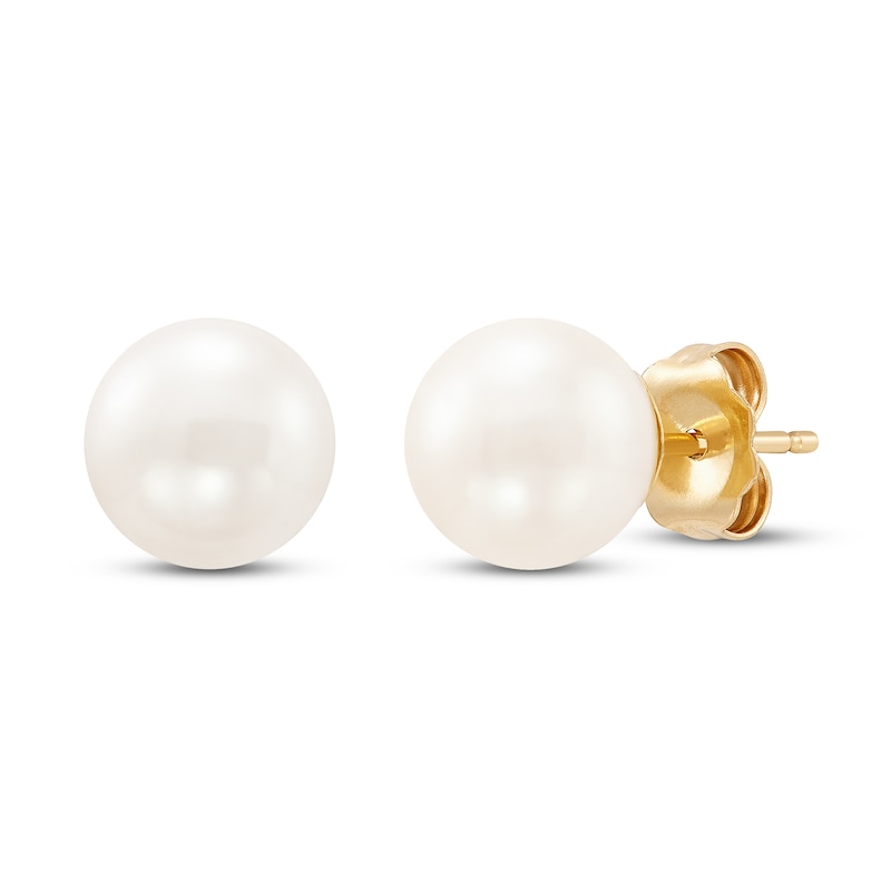 Cultured Pearl Stud Earrings 14K Yellow Gold 8.5mm